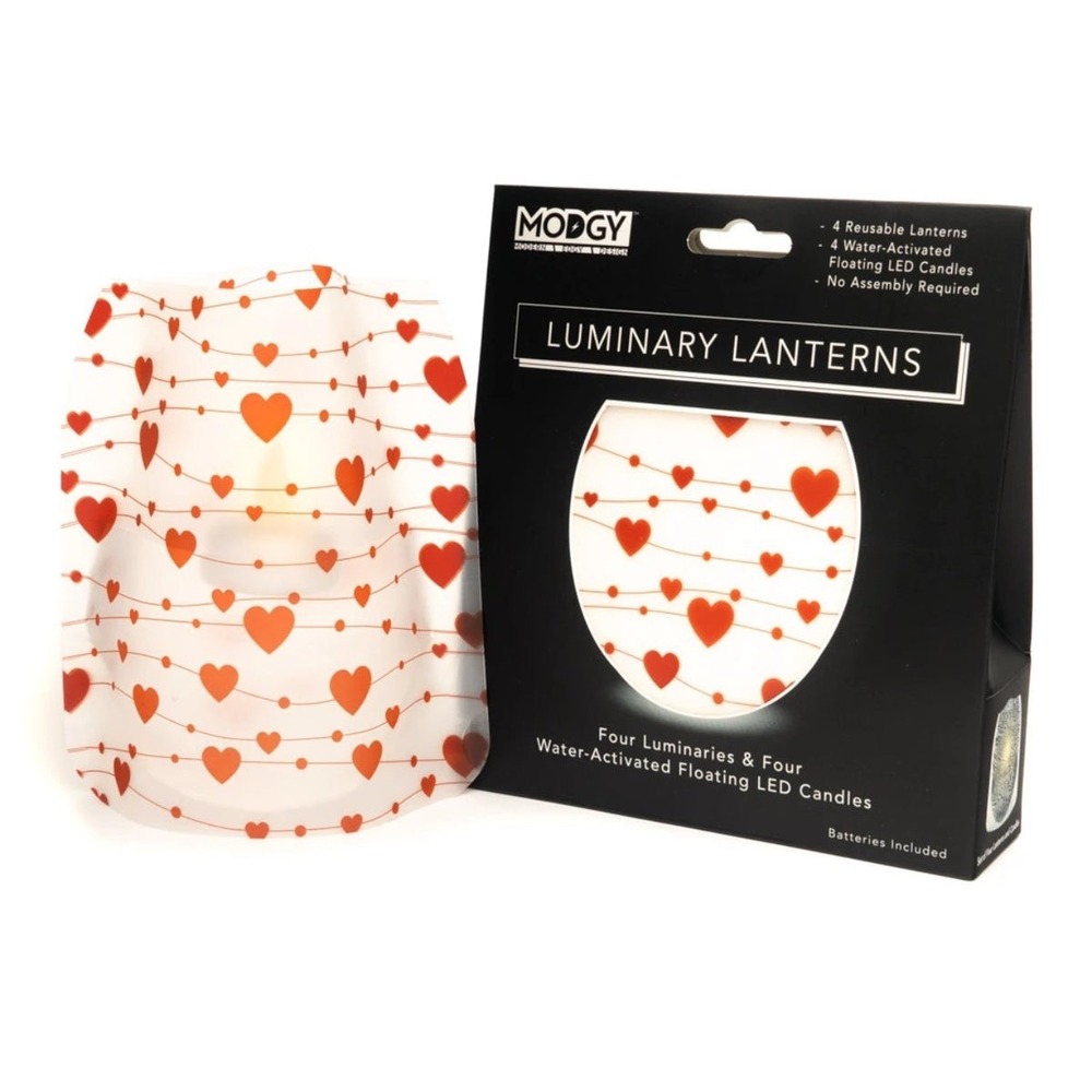 Luminary Lanterns‎ 4 Pack Water Activated Floating LED Candles Heart Pattern